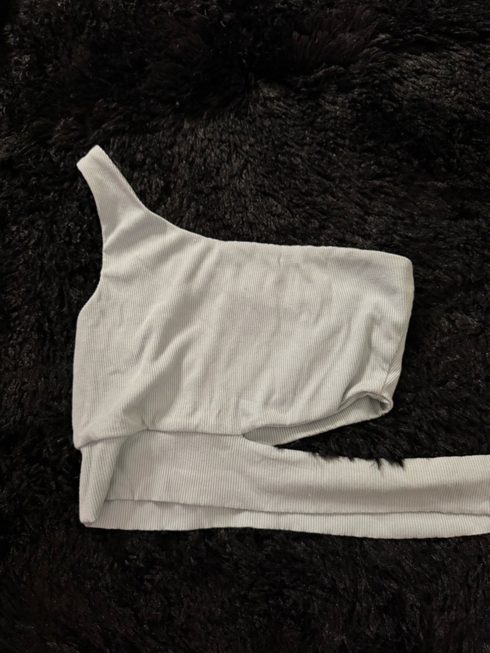 ILLA ILLA Light Blue One-Shoulder Ribbed Crop Top Tie Wrap